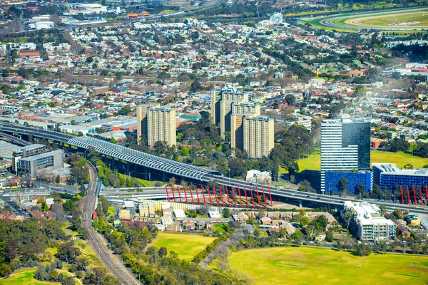 Melbourne Australien Modern Tunnel Längs Insterstate Flygvy Från Helikopter — Stockfoto