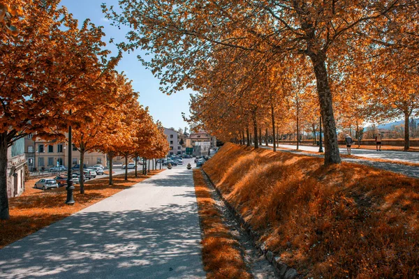 Lucca Italië April 2022 Stadsmuren Promenade Lucca Een Prachtige Lentedag — Stockfoto