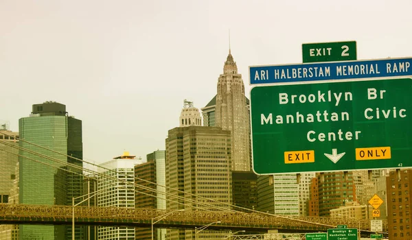 Interstate Tekenen Richtingen Buurt Van New York City — Stockfoto