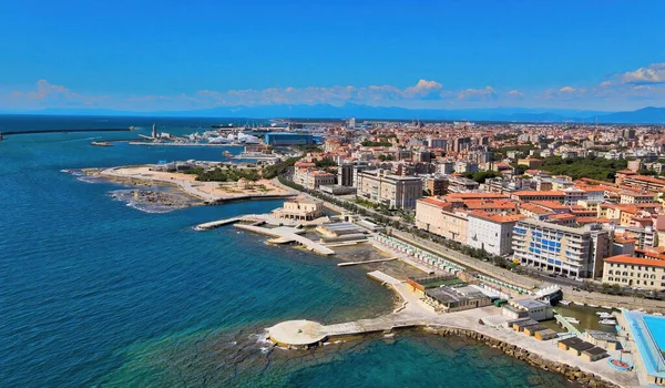 Increíble Vista Aérea Costa Livorno Toscana Leghorn Del Dron —  Fotos de Stock