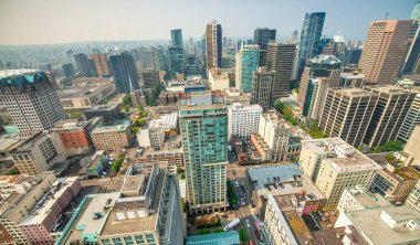 Vancouver, Kanada - 10 Ağustos 2017: Vancouver şehir merkezinin hava açısı