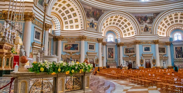 Mosta Malta April 2022 Interiör Rotunda Mosta Kyrka Bombarderad Andra — Stockfoto