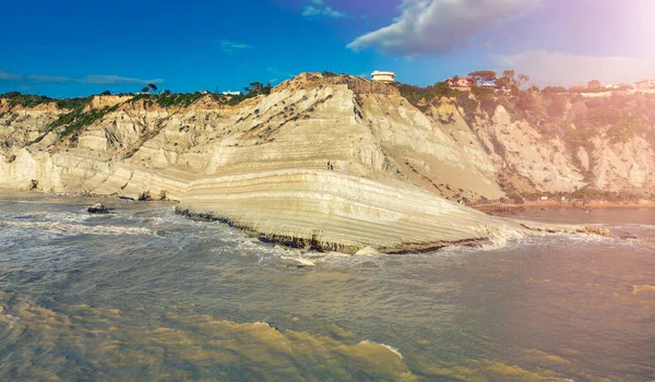 Türklerin Merdivenleri Nin Havadan Görünüşü Scala Dei Turchi Talya Nın — Stok fotoğraf