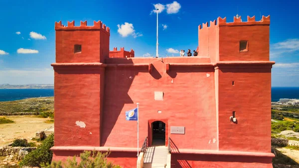 Amazing Drone Viewpoint Agatha Red Tower Malta — Stock Photo, Image