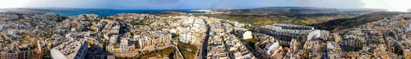 Vista Aérea Paisagem Urbana Mellieha Drone Malta — Fotografia de Stock