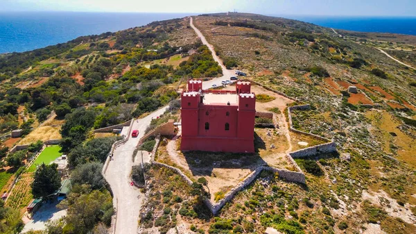 Amazing Drone Viewpoint Agatha Red Tower Malta — Stockfoto