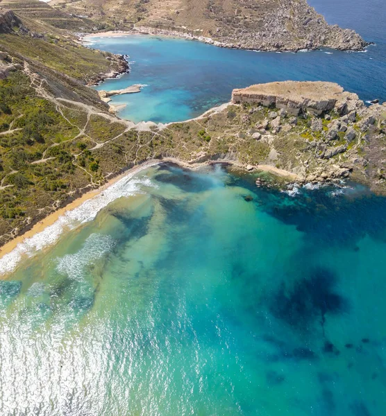 马耳他无人驾驶飞机从空中俯瞰天堂湾 — 图库照片