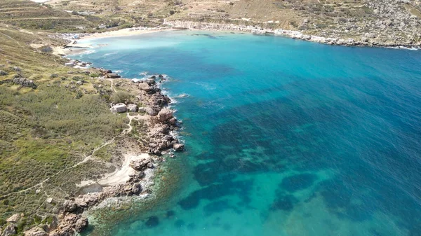 Vista Aérea Paradise Bay Desde Dron Malta —  Fotos de Stock