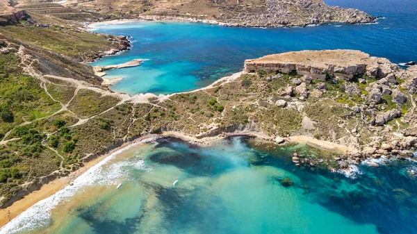 Vista Aérea Paradise Bay Desde Dron Malta —  Fotos de Stock