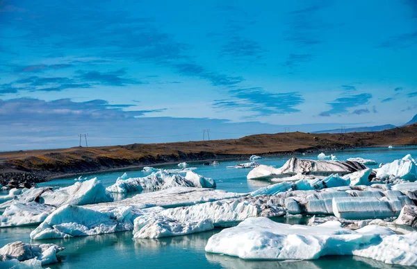 Παγόβουνα Στη Λιμνοθάλασσα Jokulsarlon Νότια Ισλανδία — Φωτογραφία Αρχείου