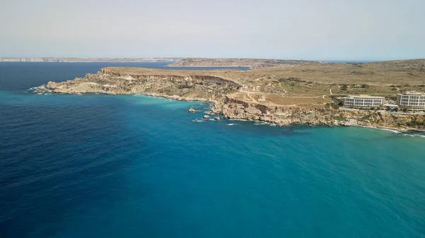 Paradicsom Öböl Légi Kilátása Drónról Málta — Stock Fotó
