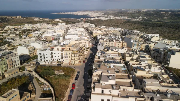 Flygfoto Över Mellieha Stadsbild Från Drönare Malta — Stockfoto