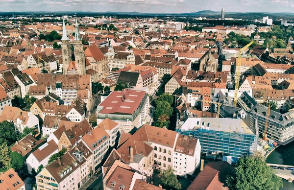 Nuremberg Germany Drone Aerial View Vantage Viewpoint City River — Stock Photo, Image