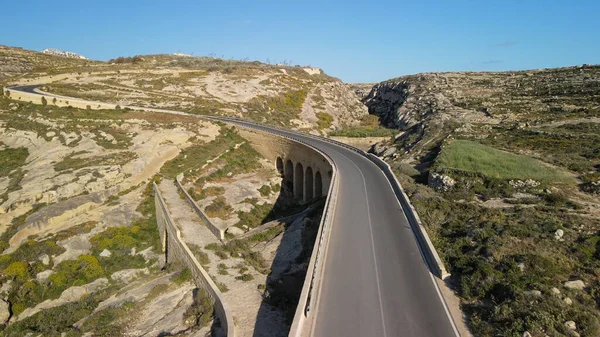 Estrada Através Das Montanhas Ilha Ponto Vista Drone — Fotografia de Stock