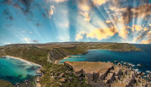 Vista Aérea Paradise Bay Desde Dron Malta —  Fotos de Stock