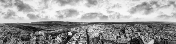 Luftaufnahme Der Stadt Mellieha Von Einer Drohne Schwarz Weiß Malta — Stockfoto