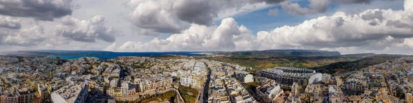 Vista Aérea Del Paisaje Urbano Mellieha Desde Dron Malta —  Fotos de Stock
