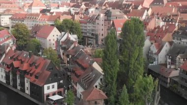 Nurnberg ortaçağ Alman kasabasının insansız hava aracından panoramik görüntüsü