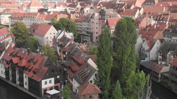 Légi panoráma Nürnberg középkori német város drónról — Stock videók