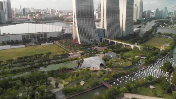 Singapore Ιανουαριου 2020 Αεροφωτογραφία Των Πάρκων Και Των Κτιρίων Του — Αρχείο Βίντεο