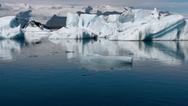 Jokulsarlon Göl Buzdağları Nın Yaz Mevsiminde Güzel Manzarası Zlanda — Stok video