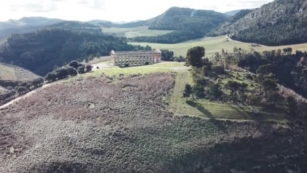 Templo Segesta Campo Sicilia Italia Vista Aérea Desde Dron — Vídeos de Stock