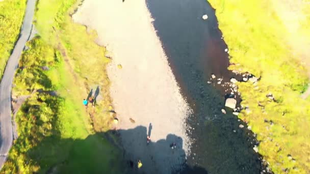 Kirkjufell Cascadas Vista Aérea Islandia Temporada Verano — Vídeos de Stock