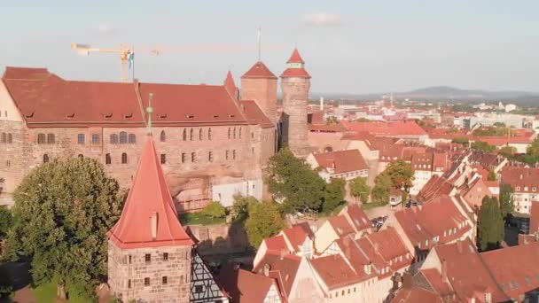 Letecký Panoramatický Výhled Středověké Německé Město Norimberk — Stock video