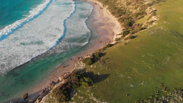 Kangaroo Island Australien Shelly Beach Vid Solnedgången Från Drönare — Stockvideo