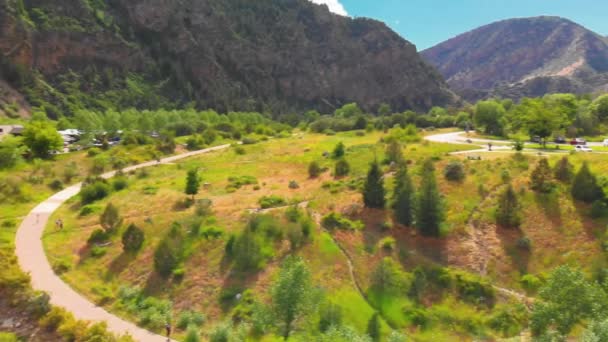 Vista Aérea Del Río Colorado Cañón Temporada Verano — Vídeos de Stock