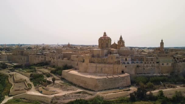Aerial View Mdina Cityscape Malta — Stock Video