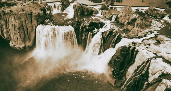 Vista Aérea Incrível Bela Shoshone Falls Rio Snake Twin Falls — Fotografia de Stock