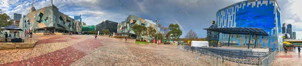 Melbourne Ausztrália Szeptember 2018 Panoramic View Melbourne Skyline Federation Square — Stock Fotó