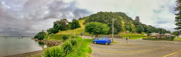 Mount Maunganui New Zealand Panoramic View City Lake Cloudy Day — стокове фото