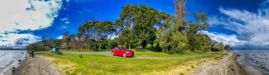 Panoramic view of Lake Taupo in New Zealand.