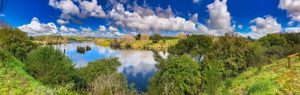 Панорамный Вид Воздуха Деревню Хоббитон Новой Зеландии — стоковое фото