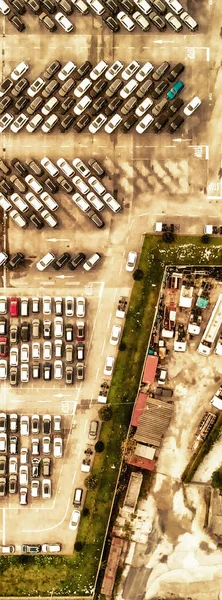 Aerial Downward View Huge Outdoor Car Parking Lots — Stock Photo, Image