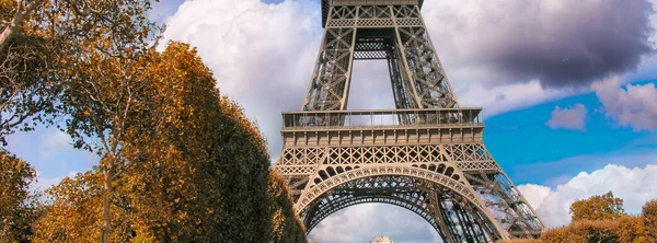 Tour Eiffel Paris Blick Auf Den Sonnenuntergang Mit Den Gärten — Stockfoto