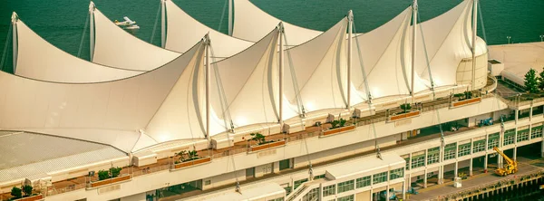 Roof Canada Place White Sails Vancouver Harbour Canadá Vista Aérea — Foto de Stock