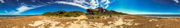 Estrees Bay Beach Panorámás Kilátás Nyílik Kenguru Szigetre Egy Napos — Stock Fotó
