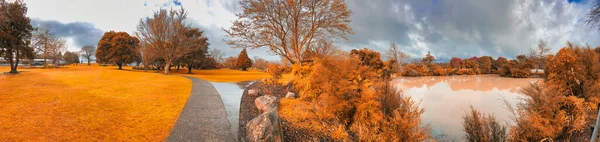 Kuirau Park Rainy Day Rotorua New Zealand Panoramic View — Stockfoto