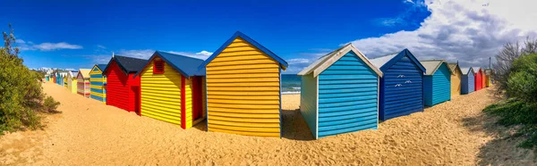 Brighton Beach Cabañas Madera Colores Vista Panorámica Victoria Australia —  Fotos de Stock