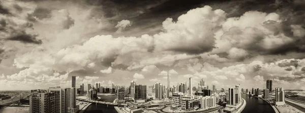 Центр Міста Дубай Пташиного Польоту Заході Сонця — стокове фото