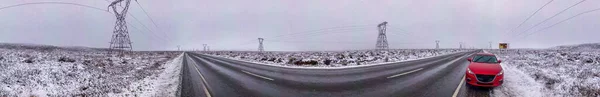 Volcanic Loop Highway Snowfall Tongagiro National Park Panoramic View New — 图库照片