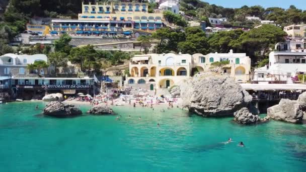 Bellissima Costa Della Spiaggia Marina Piccola Capri Vista Aerea Dal — Video Stock