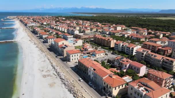 Amazing Aerial View Marina Pisa Coastline Tuscany Italian Shoreline Air — Stock Video