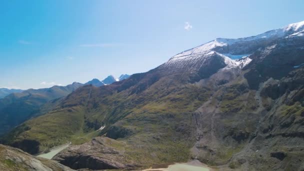 Grossglockner Βουνά Και Παγετώνας Κατά Θερινή Περίοδο Εναέρια Θέα Από — Αρχείο Βίντεο