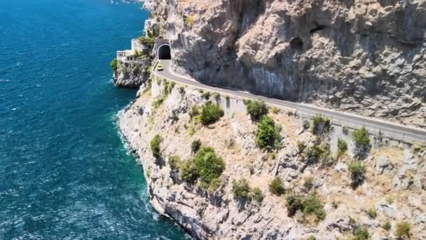 Vista Aérea Incrível Bela Costa Amalfitana Temporada Verão Itália Ponto — Vídeo de Stock