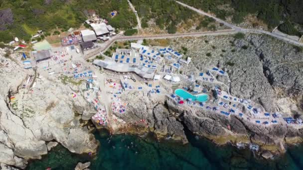 Vista Aérea Aérea Aérea Lighthouse Beach Partir Drone Anacapri Itália — Vídeo de Stock