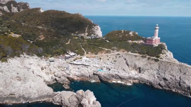 Luftaufnahme Des Lighthouse Beach Von Einer Drohne Anacapri Italien Der — Stockvideo